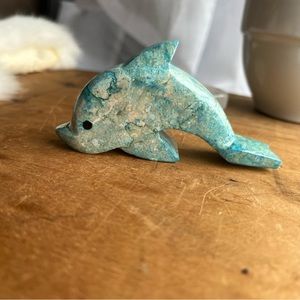 Carved Stone Marble Dolphin Figurine